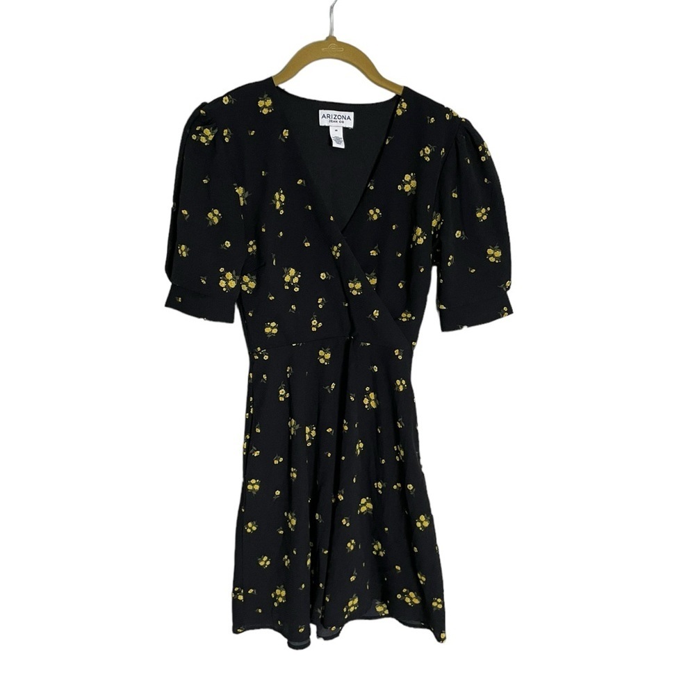 Arizona Jeans Co Black Ditzy Floral Dress XS